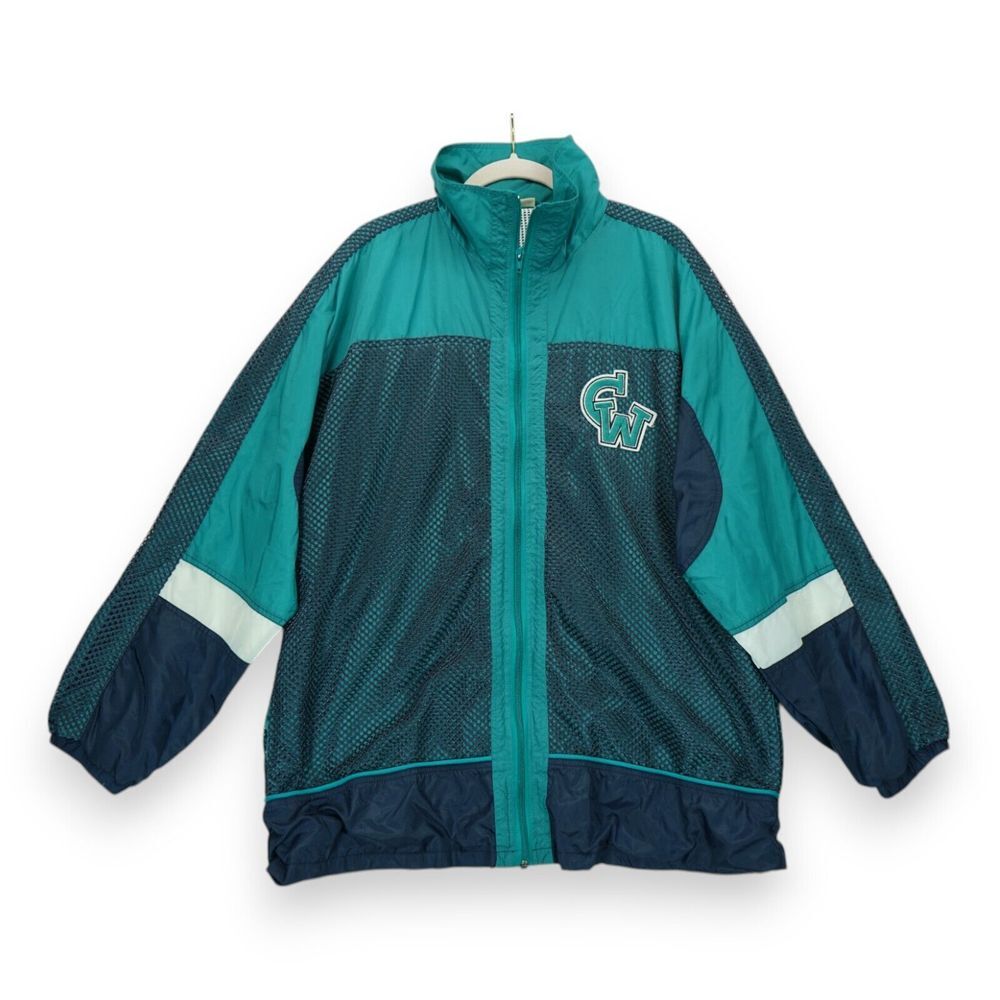Vintage Crazy Wave 90's Mens Track Jacket Training Multi Color Nylon Size Medium